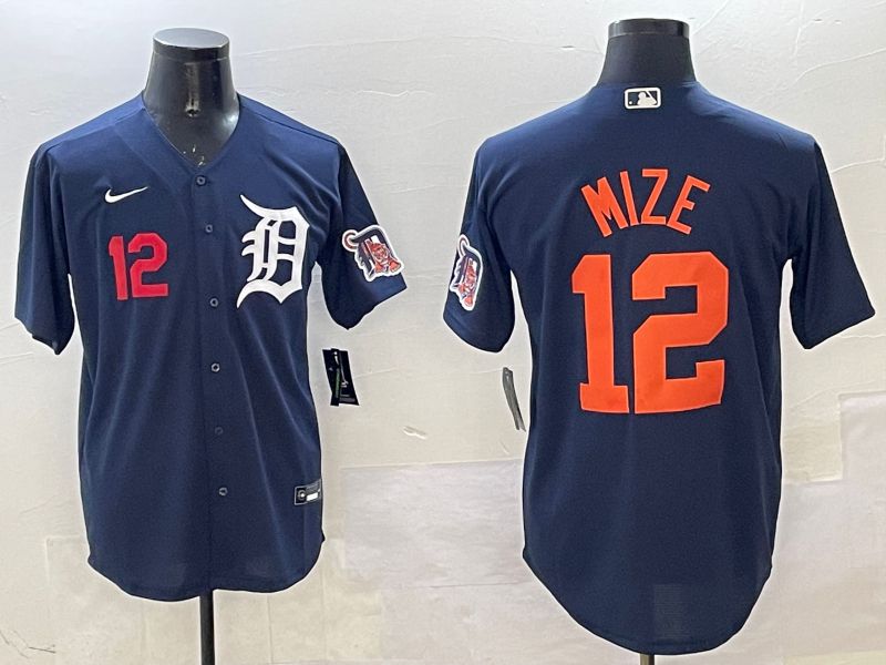 Men Detroit Tigers #12 Mize Drak Blue Game 2025 Nike MLB Jersey style 3173